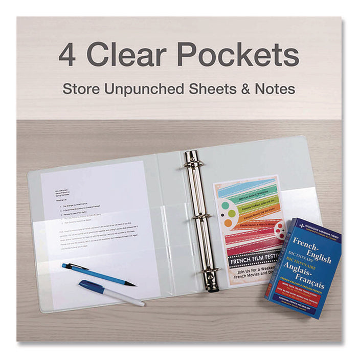 Premier Easy Open ClearVue Locking Slant-D Ring Binder, 3 Rings, 4" Capacity, 11 x 8.5, White