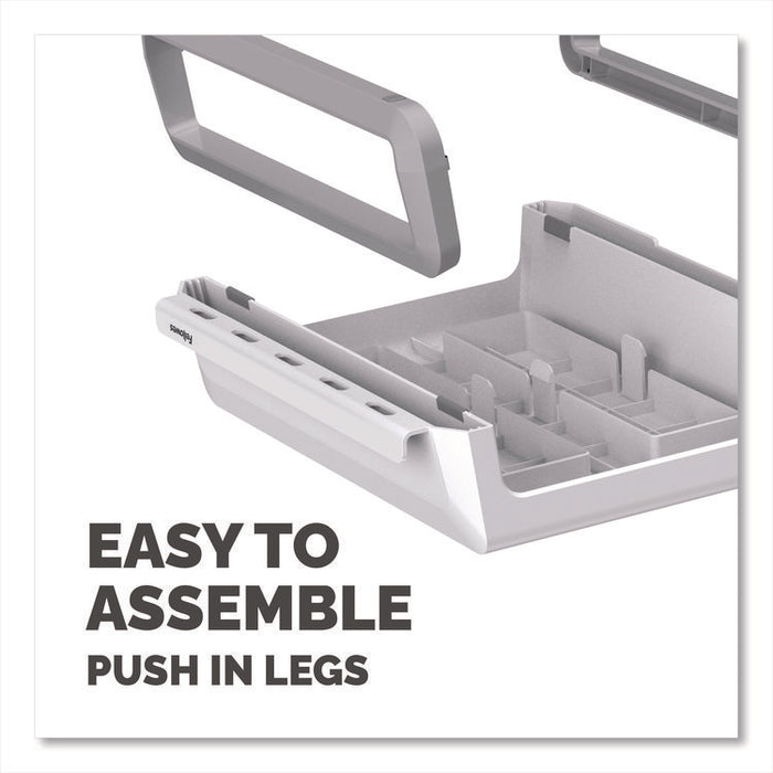 Breyta Monitor Stand, 13.94" x 11.97" x 3.25" to 6", White, Supports 33 lbs