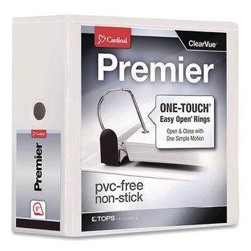 Premier Easy Open ClearVue Locking Slant-D Ring Binder, 3 Rings, 5" Capacity, 11 x 8.5, White