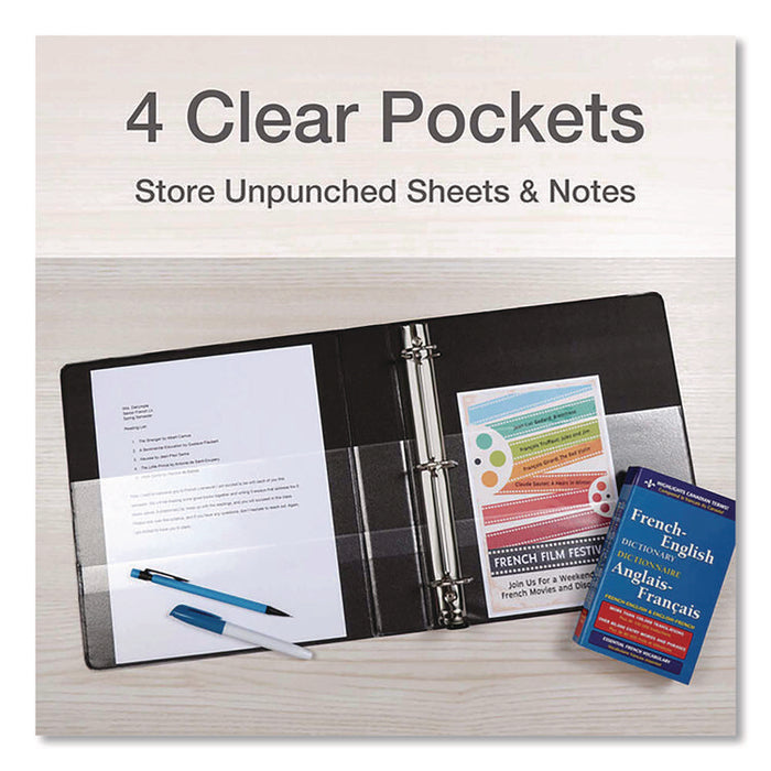 Premier Easy Open ClearVue Locking Slant-D Ring Binder, 3 Rings, 5" Capacity, 11 x 8.5, Black