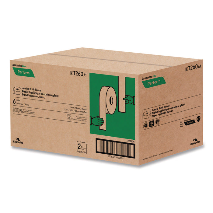 Perform Bath Tissue for Tandem Dispensers, Septic Safe, 2-Ply, 3.5" x 1,400 ft, White, 6 Rolls/Carton
