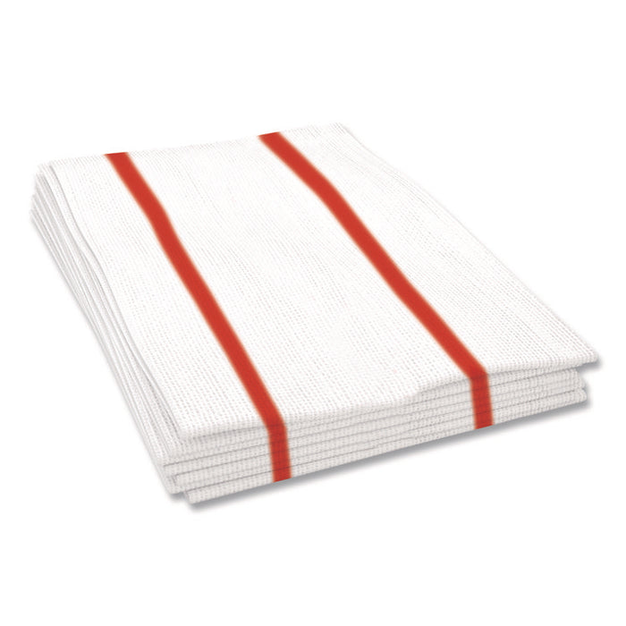 Tuff-Job Guard Antimicrobial Towels, 12 x 21, 1/4 Fold, White/Red, 150/Carton