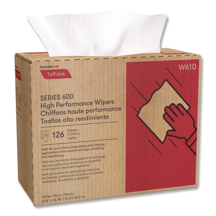 Tuff-Job S600 High Performance Wipers, 9 3/4 x 16 3/4, 126/Box, 10 Box/Carton