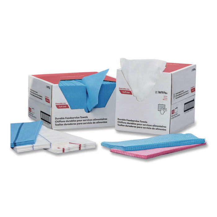 Tuff-Job Guard Antimicrobial Towels, 12 x 21, 1/4 Fold, White/Red, 150/Carton