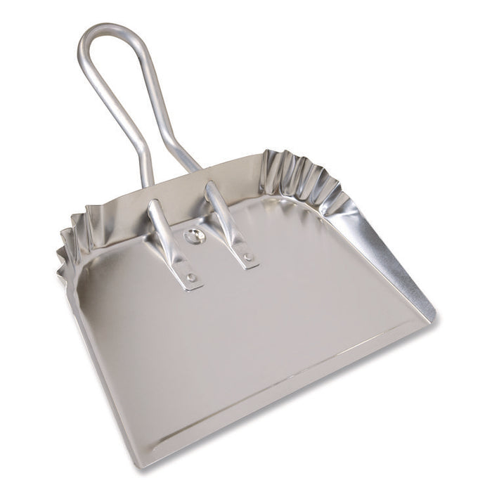 Bulldozer Dust Pan, 17" Wide, Aluminum Handle, Silver