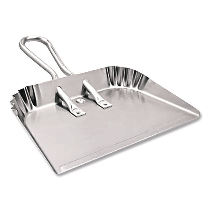 Bulldozer Dust Pan, 17" Wide, Aluminum Handle, Silver