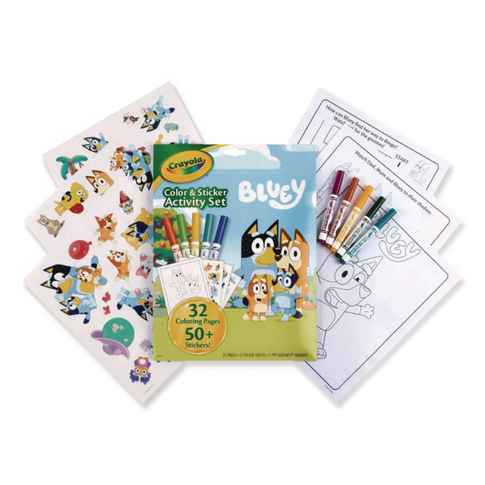 Bluey Color and Sticker Activity Set, Includes Five Markers, Ages 3 and Up, 32 Pages