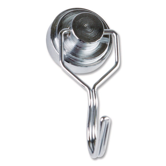 Magnetic Classroom Hooks, 5.25" Long Hook, 3.75" Diameter Base, Silver, 2/Pack