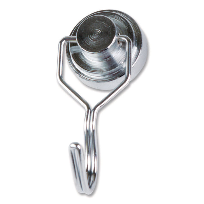 Magnetic Classroom Hooks, 5.25" Long Hook, 3.75" Diameter Base, Silver, 2/Pack