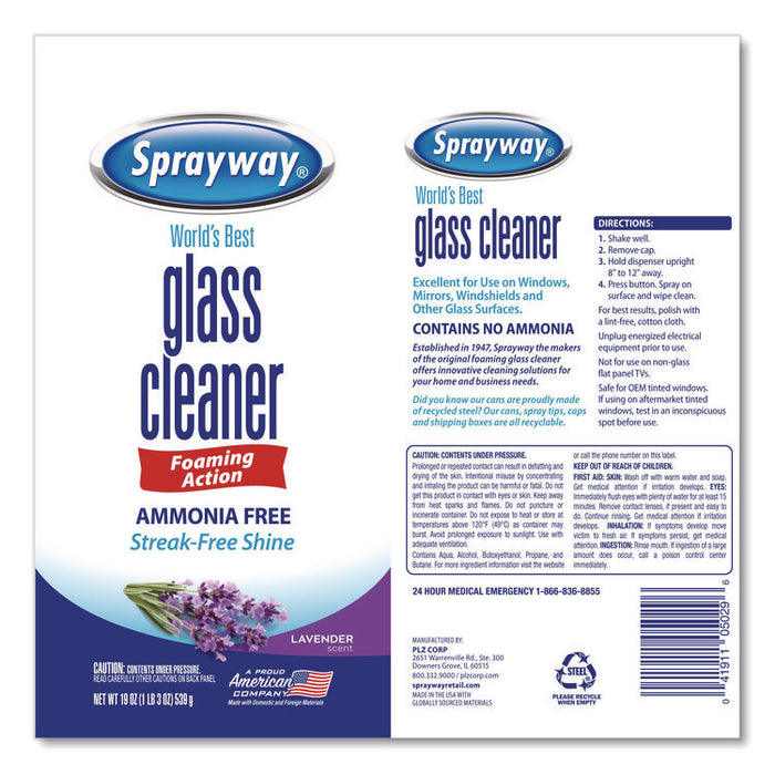 Glass Cleaner, 19 oz Aerosol Spray, 6/Carton