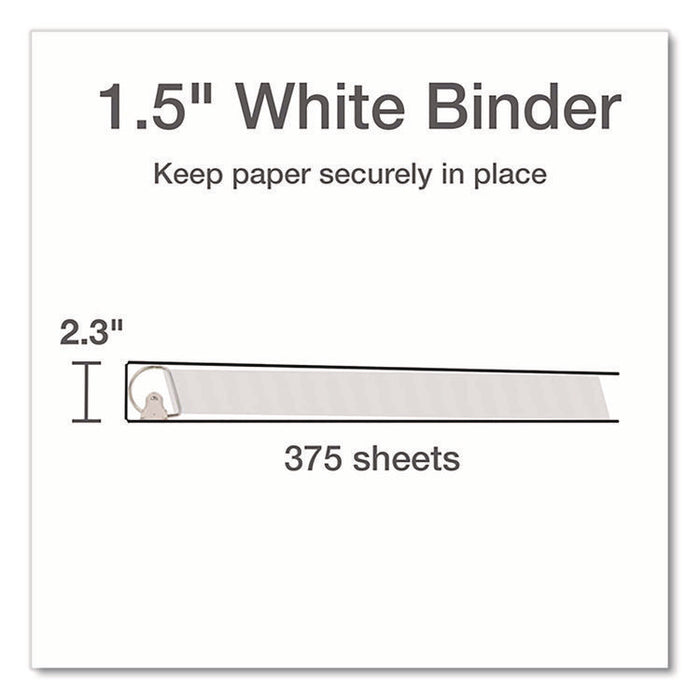XtraLife ClearVue Non-Stick Slant-D Ring Binder, 3 Rings, 1.5" Capacity, 11 x 8.5, White