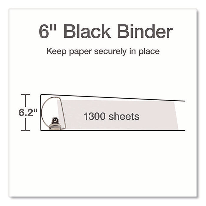 XtraLife ClearVue Non-Stick Slant-D Ring Binder, 3 Rings, 6" Capacity, 11 x 8.5, Black