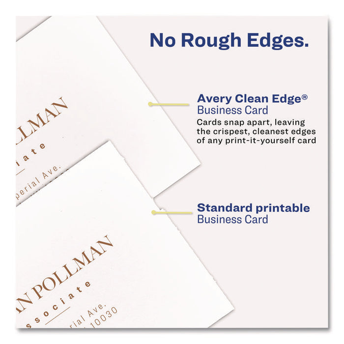 Print to the Edge Business Cards with Sure Feed Technology, 2 x 3.5, White, 8/Sheet, 20 Sheets/Pack