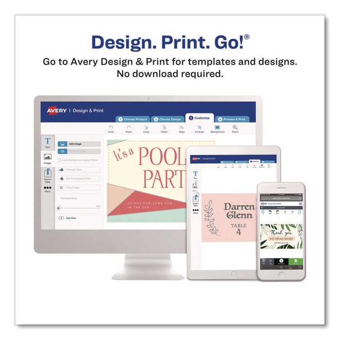 Print to the Edge Business Cards with Sure Feed Technology, 2 x 3.5, White, 8/Sheet, 20 Sheets/Pack