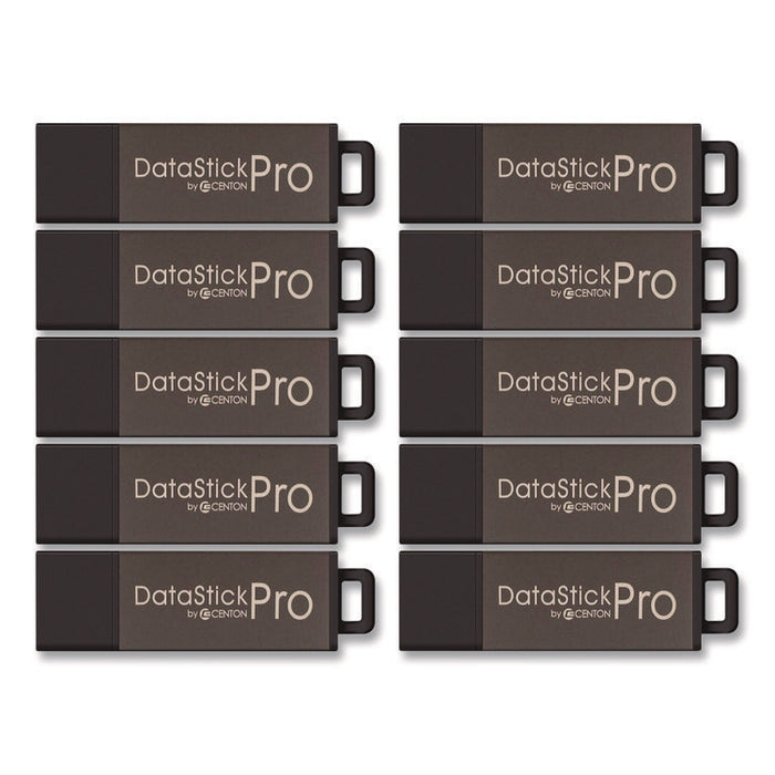 DataStick Pro USB 2.0 Type A Flash Drive, 8 GB, Gray, 10/Pack