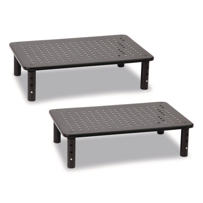 Adjustable Rectangular Monitor Stand, 14.5" x 9.25" x 4" to 5.5", Black, Supports 44 lb, 2/Pack