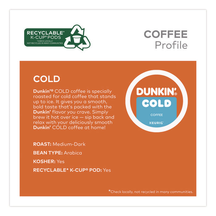 Cold Iced Coffee K-Cups, Regular, 0.44 oz, 22/Box