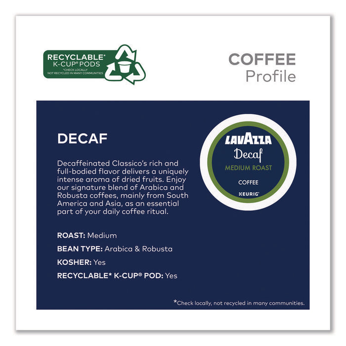 Lavazza Classico Coffee K-Cups, Decaf, 0.41 oz, 22/Box