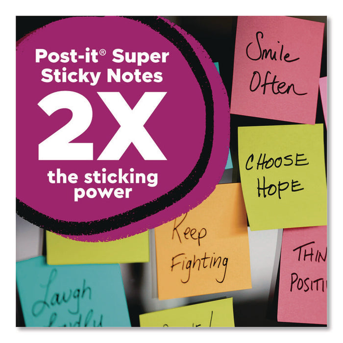 Super Sticky Pads in Energy Boost Collection Colors, 3 x 3, Limeade, 90 Sheets/Pad, 5 Pads/Pack