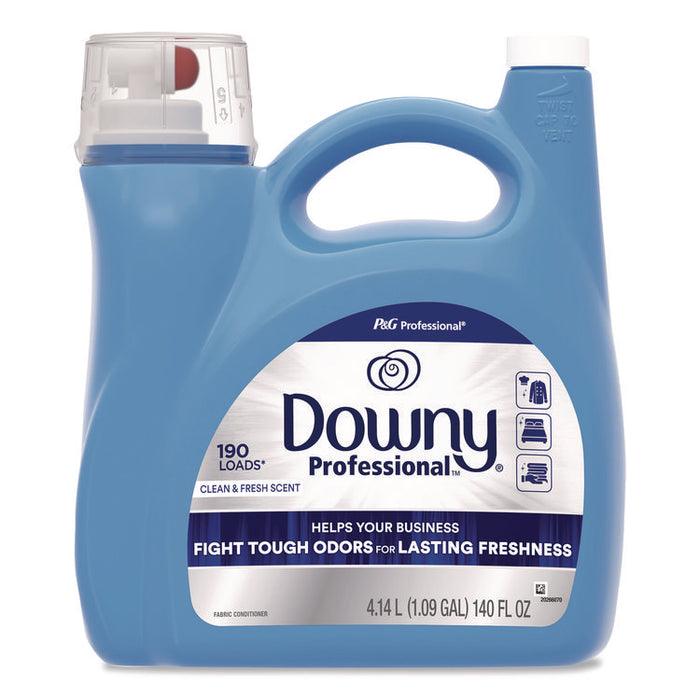 Commercial Liquid Fabric Softener, Clean and Fresh Scent, 140 oz Plastic Bottle with Dispensing Tap