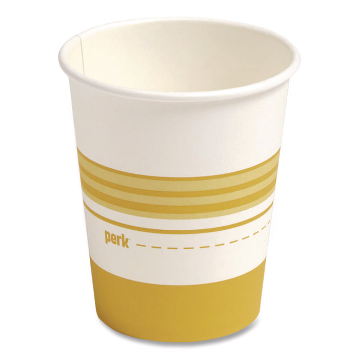 Paper Hot Cups, 8 oz, White/Yellow, 500/Carton