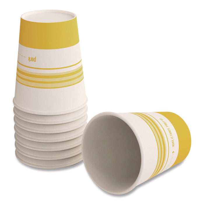 Paper Hot Cups, 8 oz, White/Yellow, 500/Carton