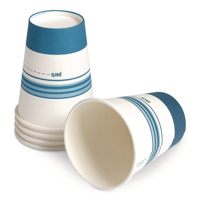 Paper Hot Cups, 12 oz, White/Blue, 500/Carton