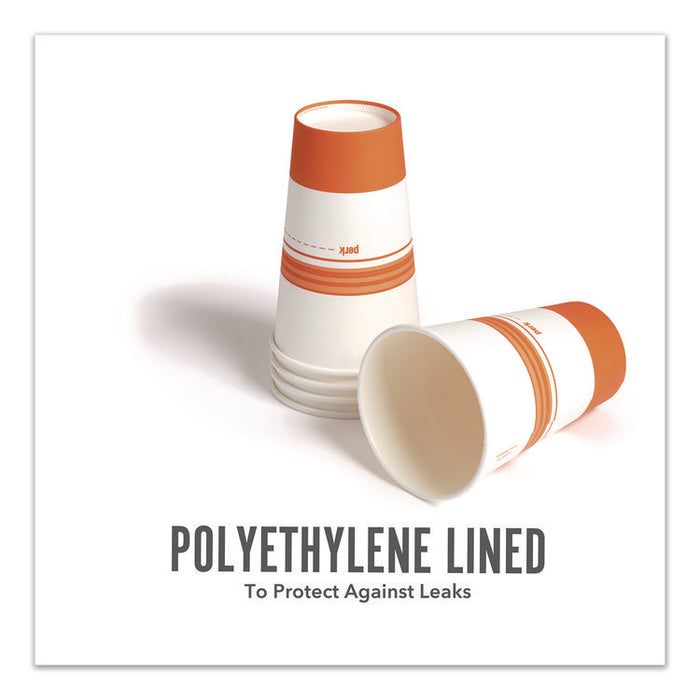 Paper Hot Cups, 16 oz, White/Orange, 500/Carton