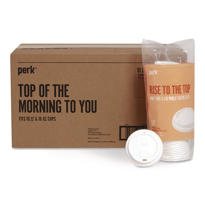 Plastic Hot Cup Lids, Fits 10 oz to 16 oz Hot Cups, White, 500/Carton
