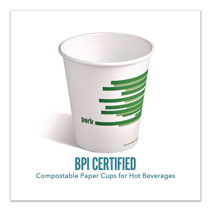 Eco-ID Compostable Paper Hot Cups, 10 oz, White/Green, 500/Carton