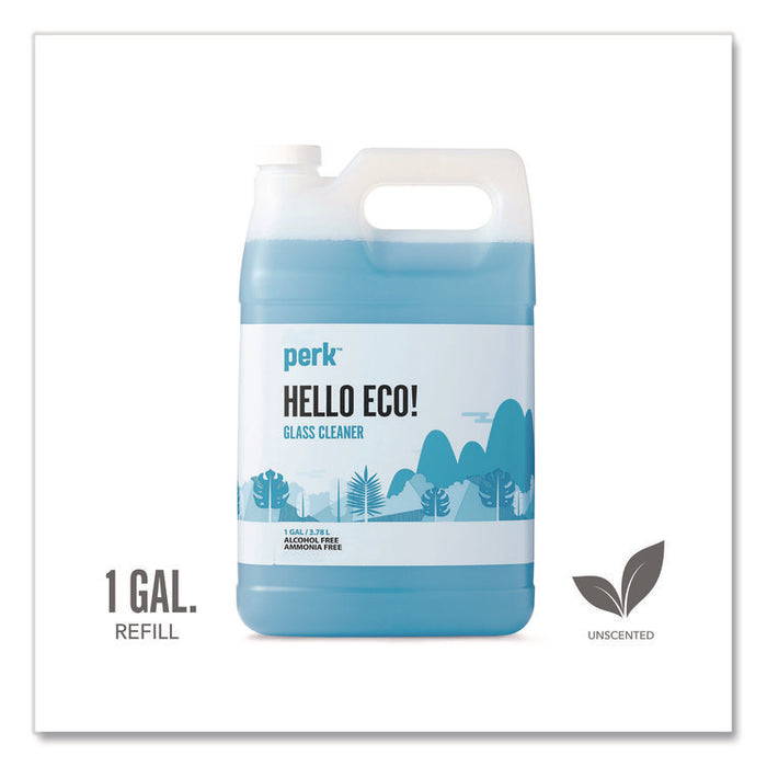 Hello Eco Glass Cleaner Refill, Unscented, 1 gal Bottle