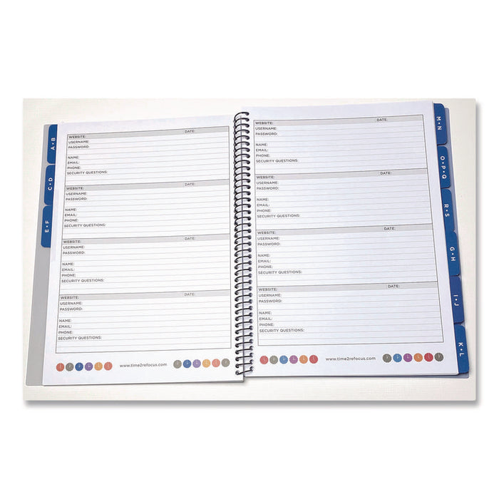Large Password Log Book, User-Name/Password Format, Black Cover, (48) 10 x 7.5 Sheets