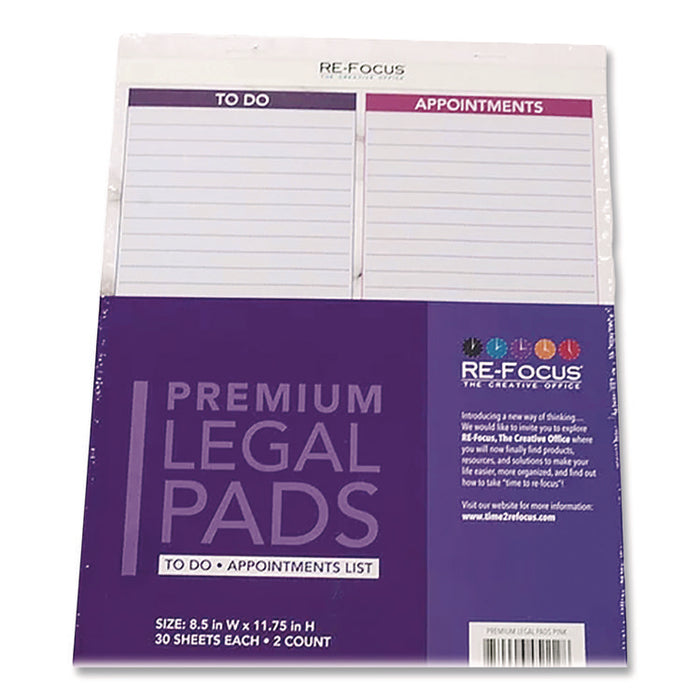 Premium Legal To-Do/Appointment List Pads, List Format, (30) Light Purple/Dark Purple/White Marble 8.5 x 11 Sheets, 2/Pack