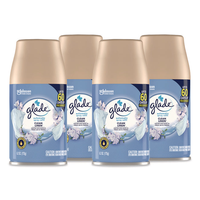 Automatic Air Freshener, Clean Linen, 6.2 oz Can, 4/Pack