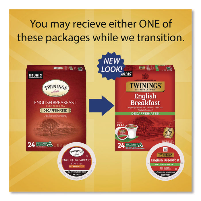 Tea K-Cups, English Breakfast Decaf, 0.11 oz, 24/Box
