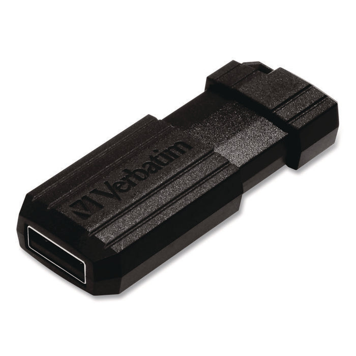 Pinstripe USB 2.0 Flash Drive, 64 GB, Black, 10/Pack