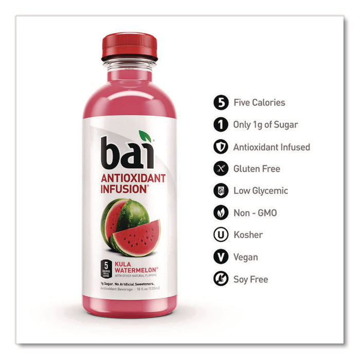 Antioxidant Infused Beverage, Kula Watermelon 18 oz Bottle, 12/Carton