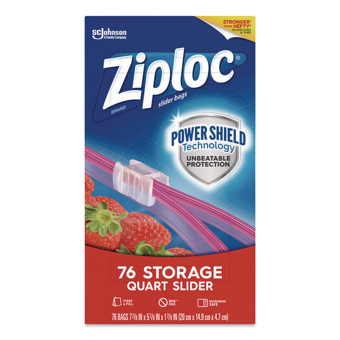 Slider Storage Bags, Quart, 5.88" x 1.88" x 7.88", Clear, 76 Bags
