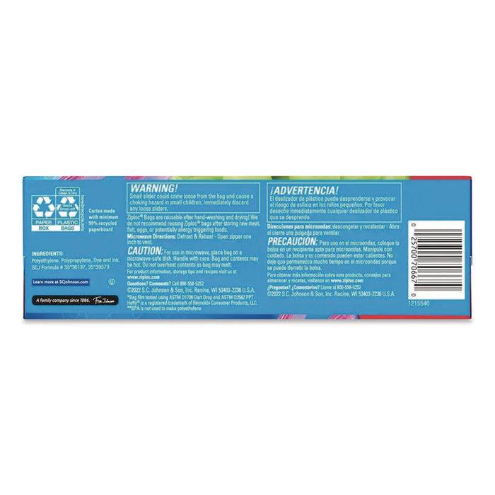 Slider Storage Bags, Quart, 5.88" x 1.88" x 7.88", Clear, 76 Bags