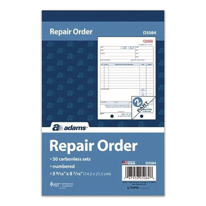 Multipart Repair Order Pad, Two-Part Carbonless, 5.56 x 7.94, 50 Forms Total