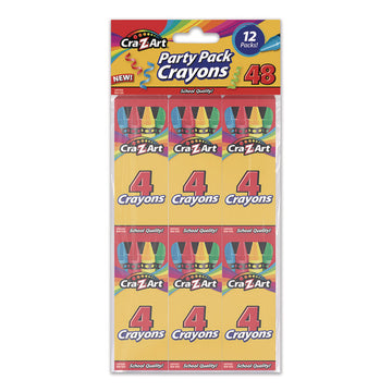 Crayons, Regular Size, 4 Assorted Colors, 4/Box, 12 Boxes/Pack