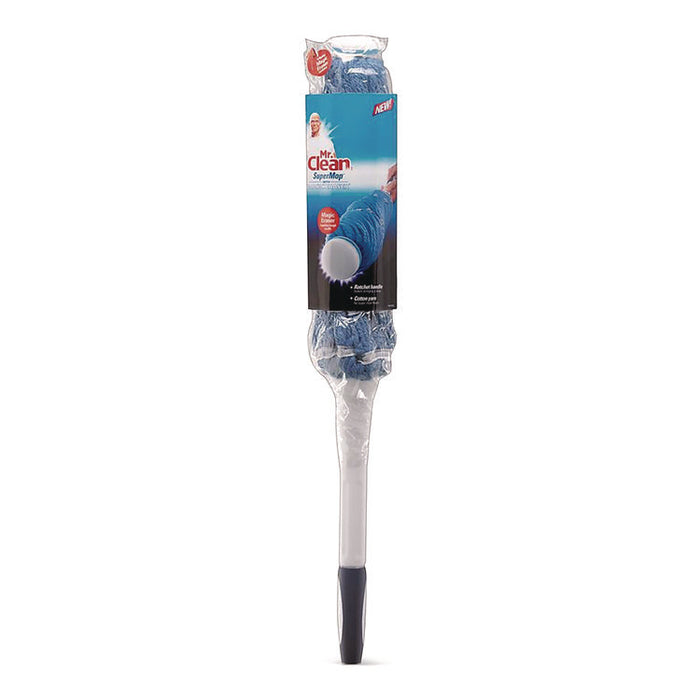 SuperMop with Magic Eraser, 3.5" Blue Cotton Head, White Nylon Handle