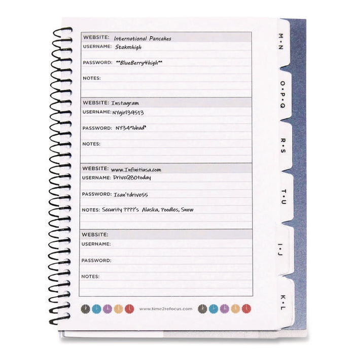 Small/Mini Password Log Book, User-Name/Password Format, Black Cover, (60) 7 x 5.5 Sheets