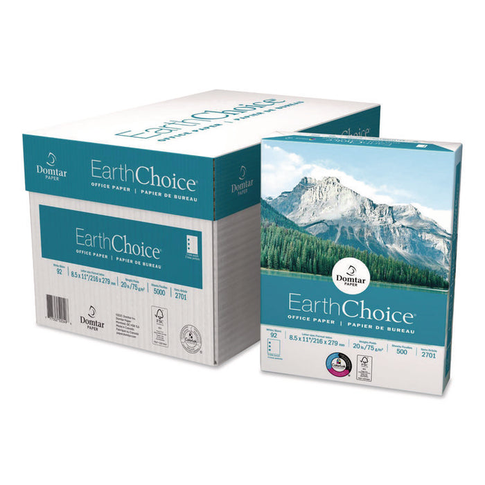 EarthChoice Office Paper, 92 Bright, 20 lb Bond Weight, 8.5 x 11, White, 500 Sheets/Ream, 10 Reams/Carton