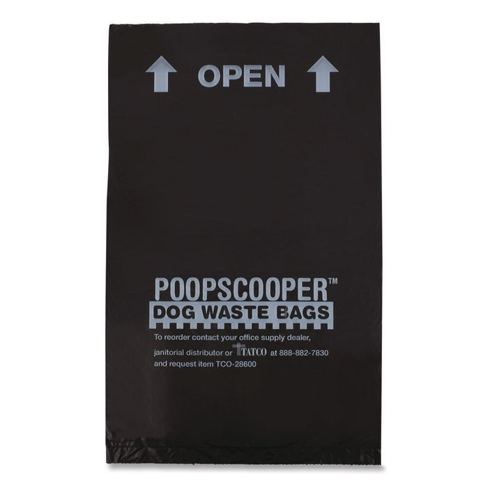Dog Waste Bags, Open-Face, 0.5 gal, 8" x 13", Black, Perforated Roll, 200 Bags/Roll, 10 Rolls/Carton