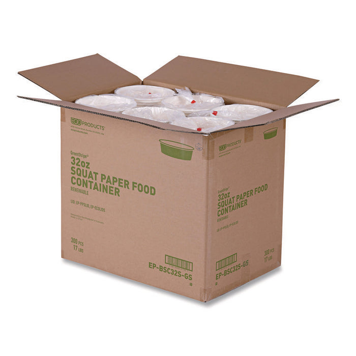 GreenStripe Paper Food Containers, 32 oz, 7.28" dia x 2.48", White, 300/Carton