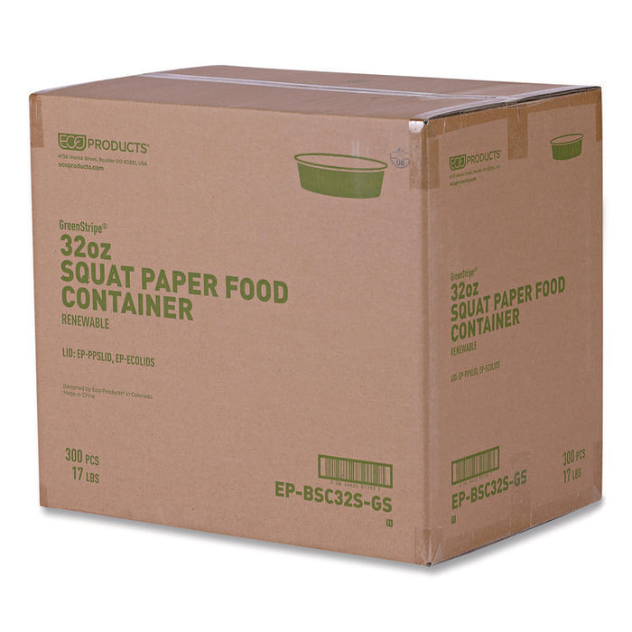 GreenStripe Paper Food Containers, 32 oz, 7.28" dia x 2.48", White, 300/Carton