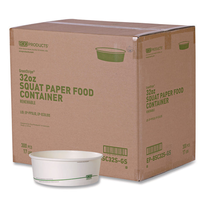 GreenStripe Paper Food Containers, 32 oz, 7.28" dia x 2.48", White, 300/Carton