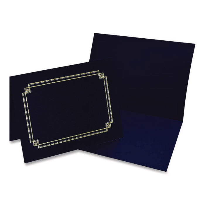 Premium Textured Certificate Holder, 12.65 x 9.75, Navy, 3/Pack