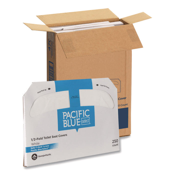 Safe-T-Gard Half-Fold Toilet Seat Covers, Half-Fold, 14.5 x 17.44, White, 250/Pack, 4 Packs/Carton